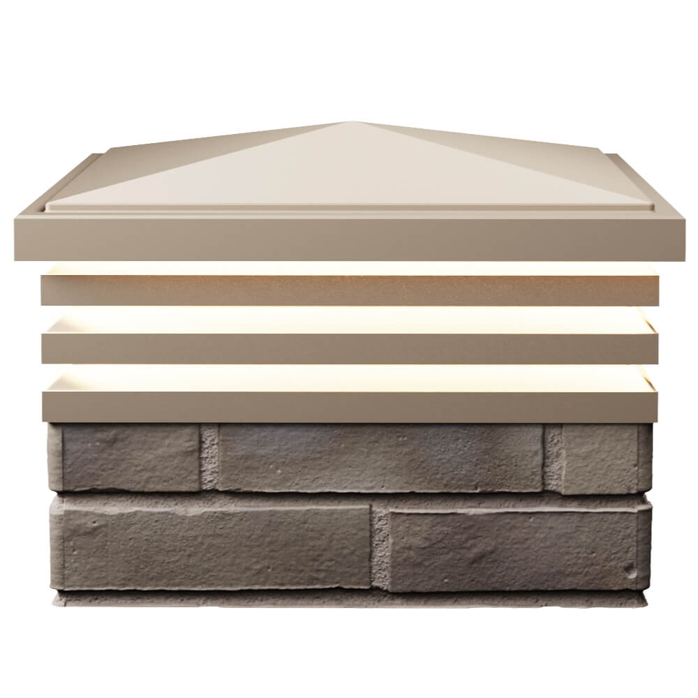Колпак Zking Бона ХайТек Бежевый на столб 1.5х1.5 кирпича (385х385мм) с подсветкой в Челябинске фото