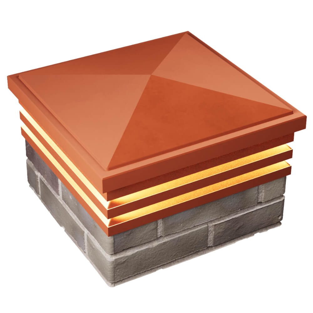 Колпак Zking Бона ХайТек Красный на столб 1.5х1.5 кирпича (385х385мм) с подсветкой в Челябинске фото