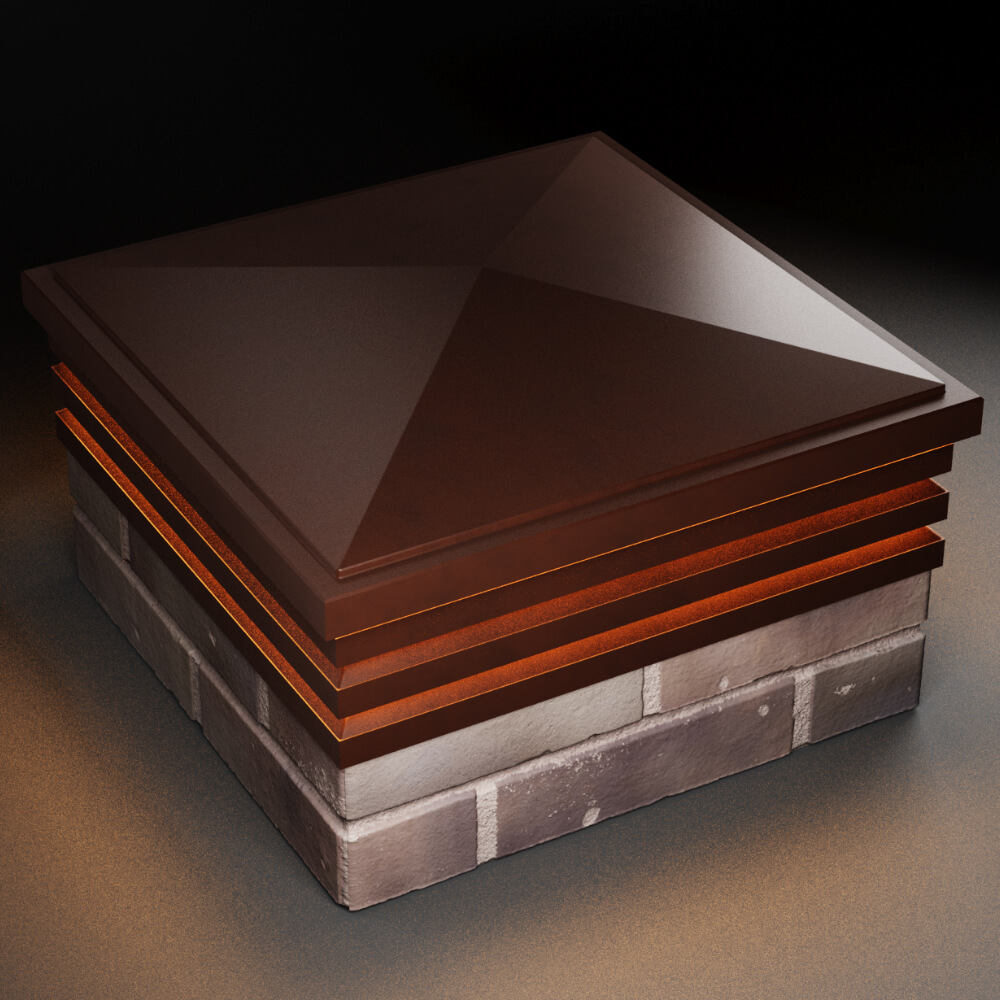 Колпак Zking Бона ХайТек Коричневый на столб 2х2 кирпича (513х513мм) с подсветкой в Челябинске фото