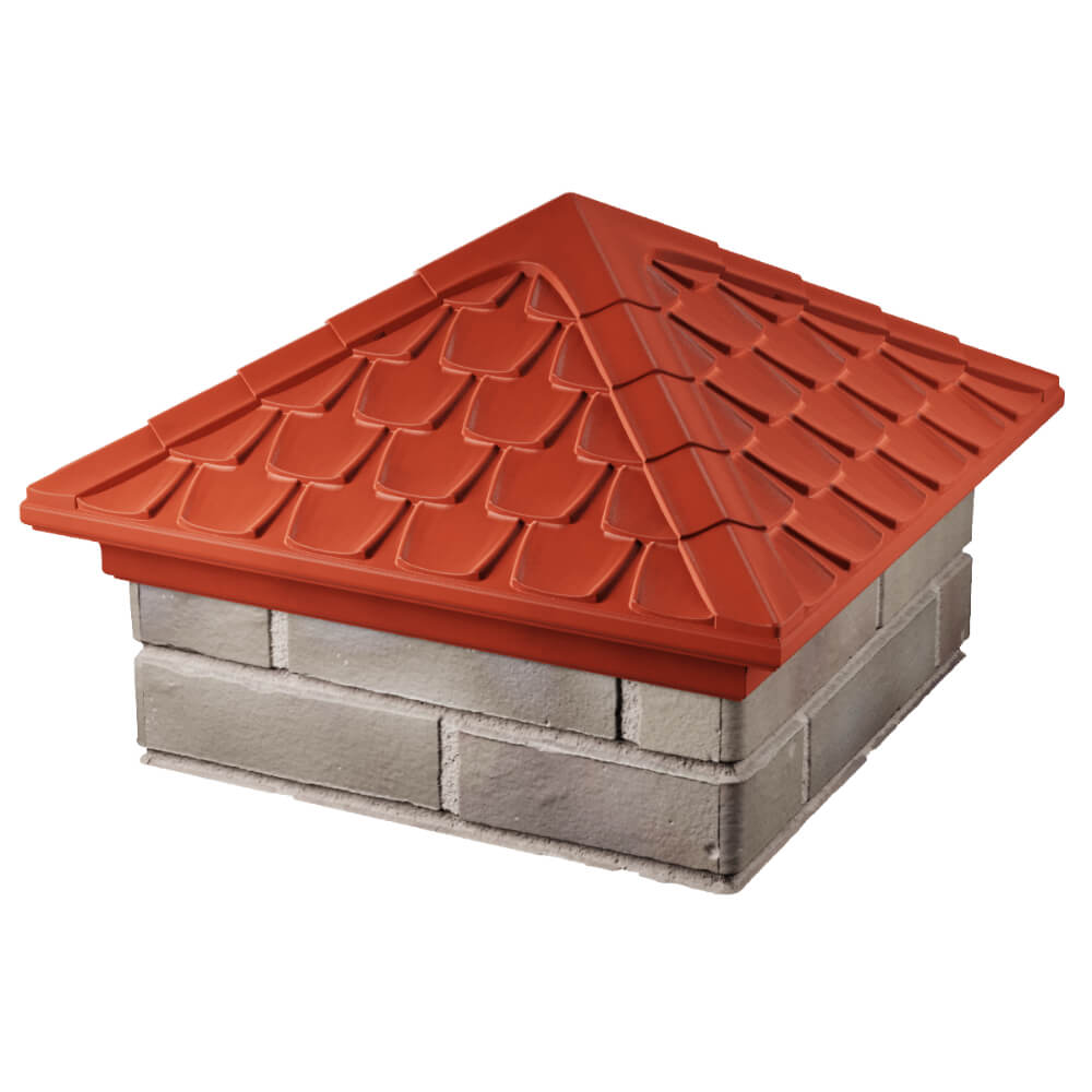 Колпак Zking Эльбрус Красный на столб 1.5х1.5 кирпича (385х385мм) в Челябинске фото