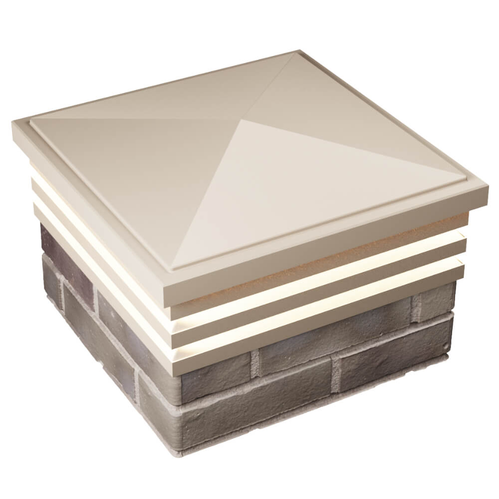 Колпак Zking Бона ХайТек Бежевый на столб 1.5х1.5 кирпича (385х385мм) с подсветкой в Челябинске фото