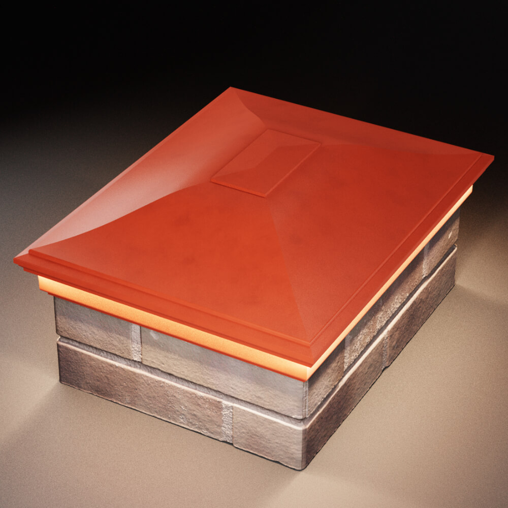 Колпак Zking Монблан Красный на столб 2х1.5 кирпича (515х385мм) c подсветкой в Челябинске фото