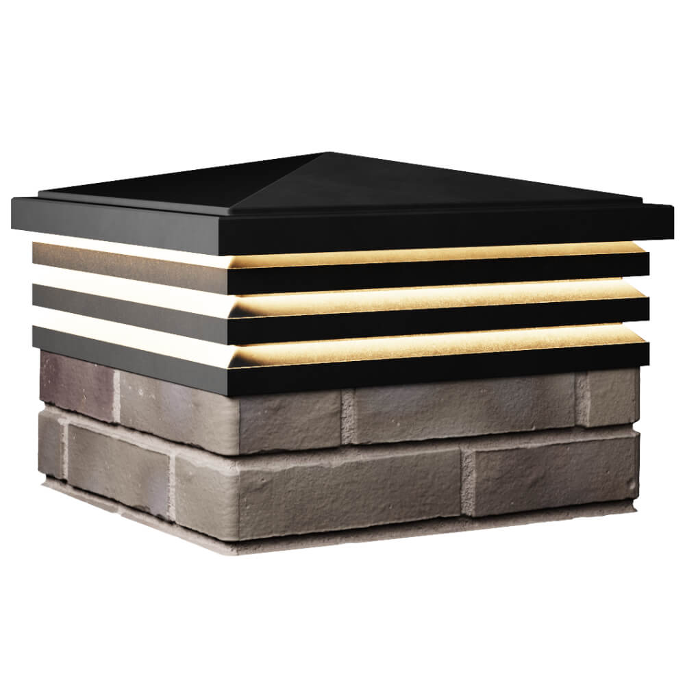 Колпак Zking Бона ХайТек Черный на столб 1.5х1.5 кирпича (385х385мм) с подсветкой в Челябинске фото