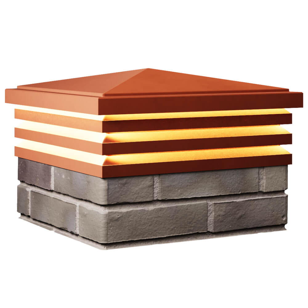 Колпак Zking Бона ХайТек Красный на столб 1.5х1.5 кирпича (385х385мм) с подсветкой в Челябинске фото