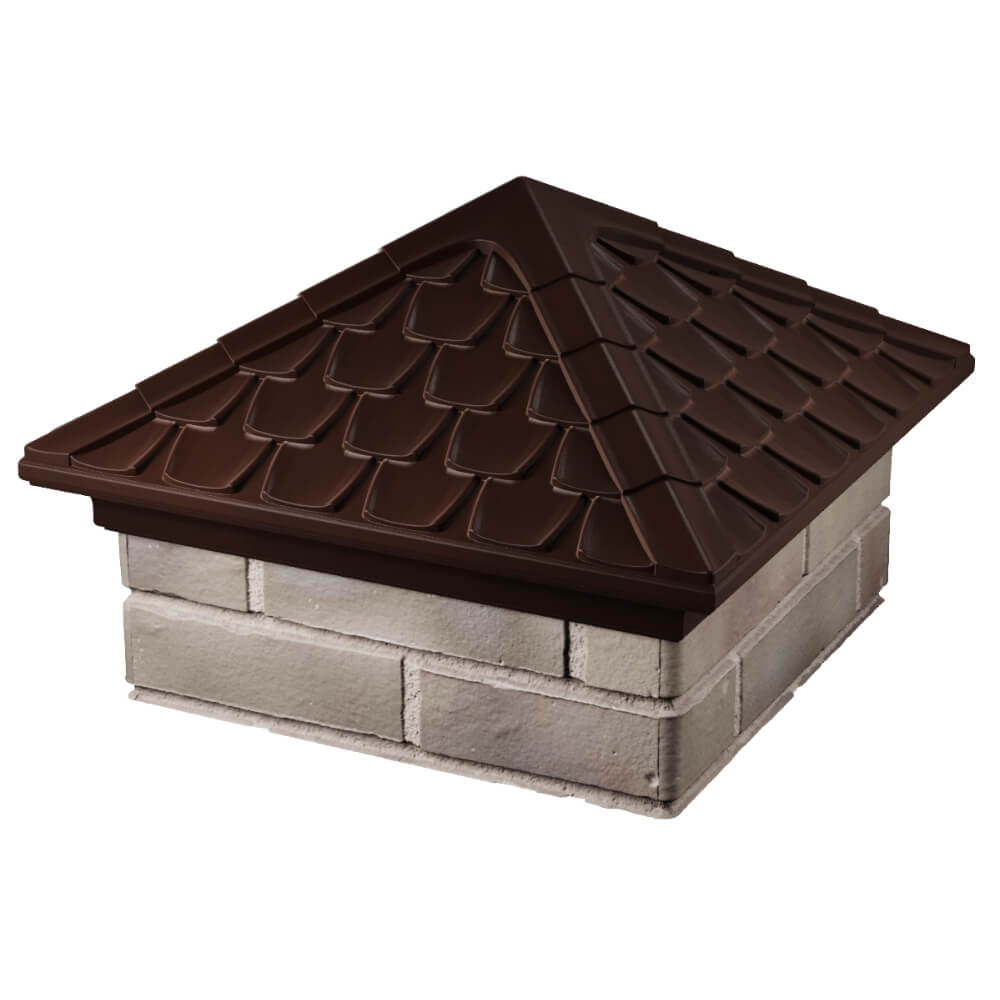 Колпак Zking Эльбрус Коричневый на столб 1.5х1.5 кирпича (385х385мм) в Челябинске фото