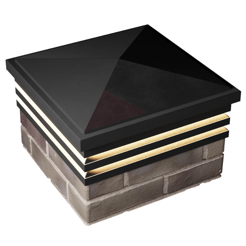 Колпак Zking Бона ХайТек Черный на столб 1.5х1.5 кирпича (385х385мм) с подсветкой в Челябинске фото