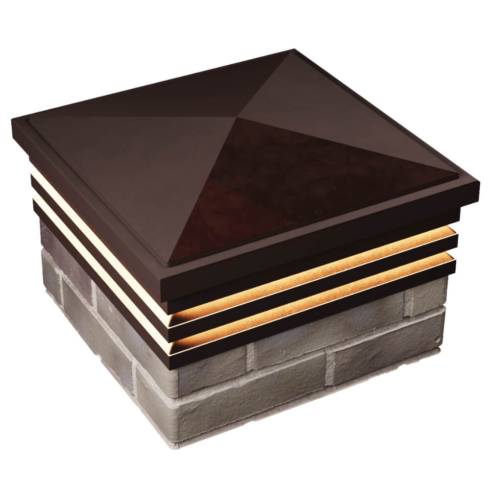 Колпак Zking Бона ХайТек Коричневый на столб 1.5х1.5 кирпича (385х385мм) с подсветкой в Челябинске фото