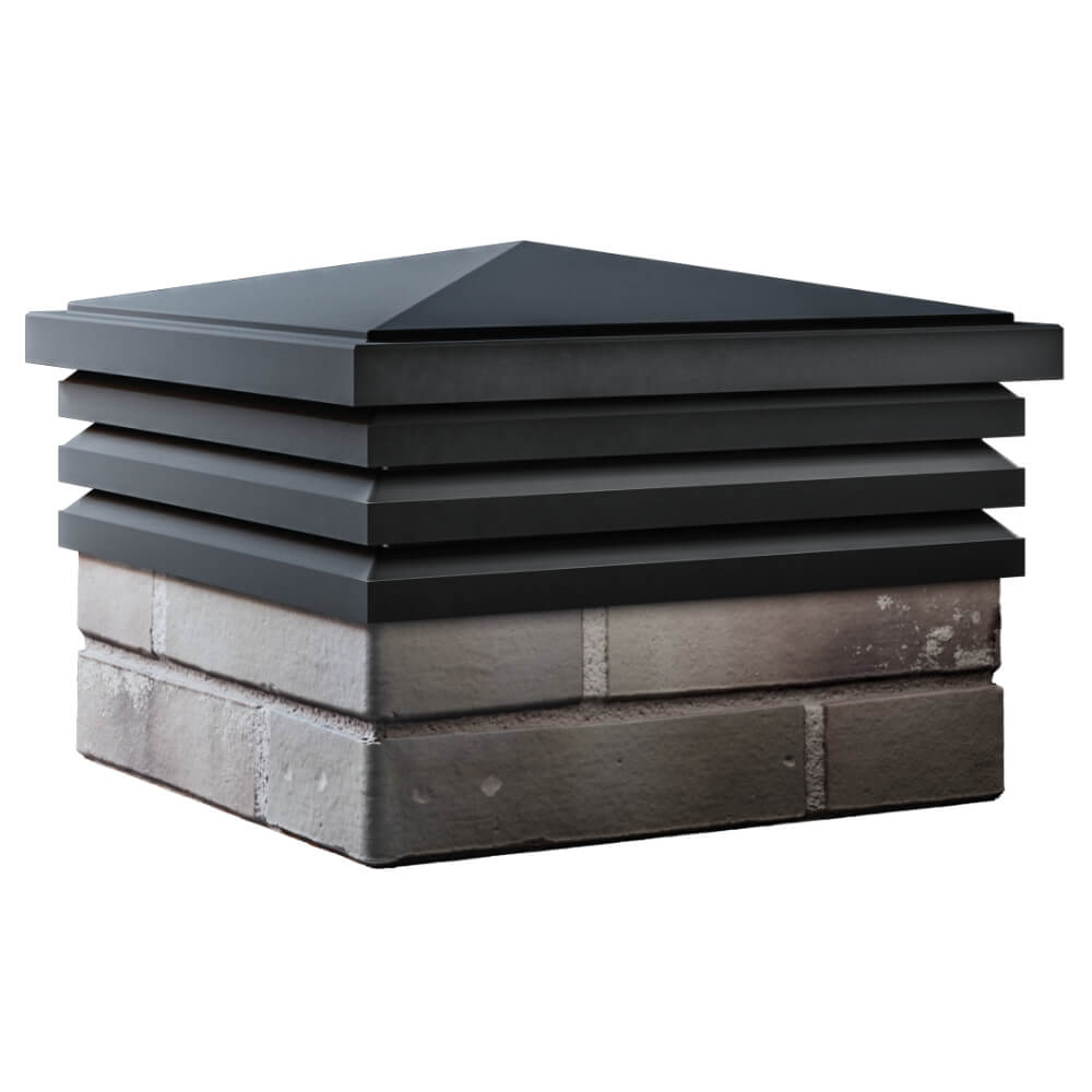 Колпак Zking Бона ХайТек Черный на столб 1.5х1.5 кирпича (385х385мм) в Челябинске фото