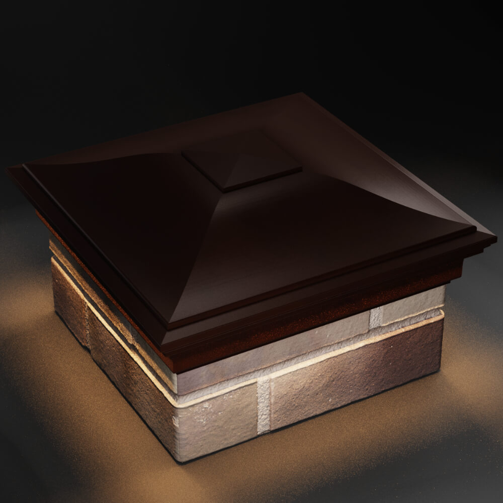 Колпак Zking Монблан Коричневый на столб 1.5х1.5 кирпича (385х385мм) с подсветкой в Челябинске фото