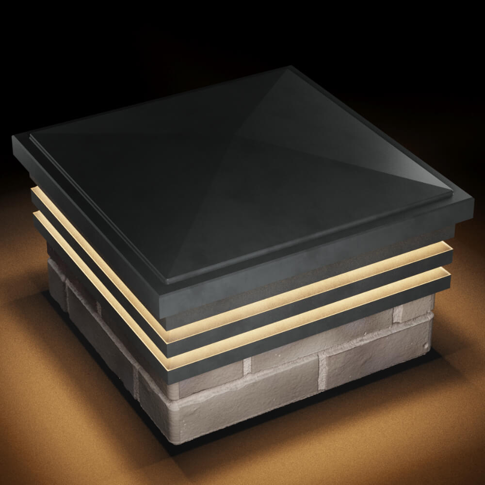 Колпак Zking Бона ХайТек Серый на столб 1.5х1.5 кирпича (385х385мм) с подсветкой в Челябинске фото