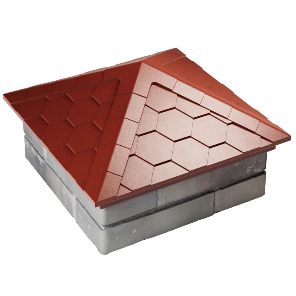 Колпак Zking Эверест Красный на столб 1.5х1.5 кирпича (390х390мм) в Челябинске фото