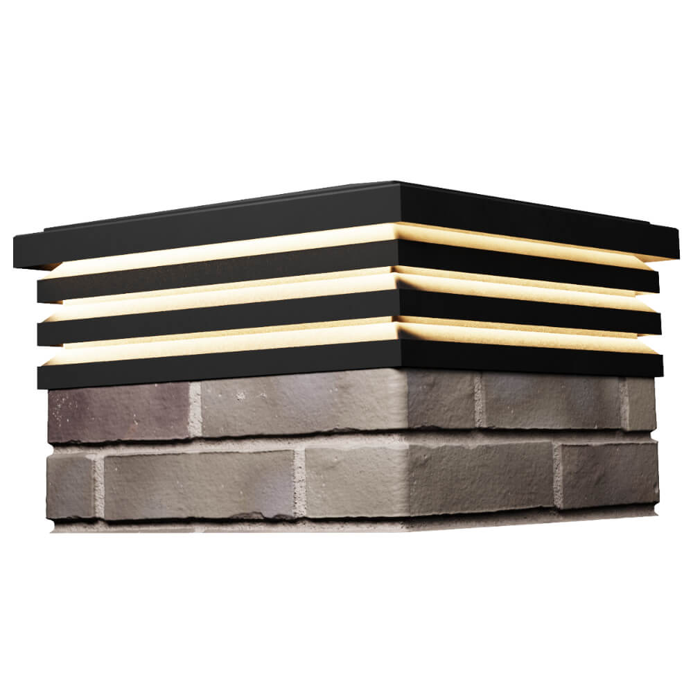 Колпак Zking Бона ХайТек Черный на столб 1.5х1.5 кирпича (385х385мм) с подсветкой в Челябинске фото