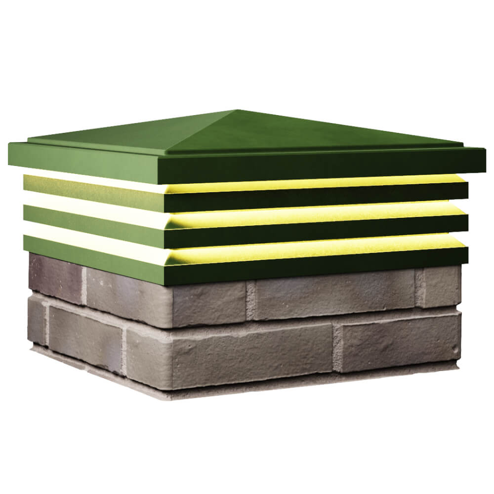 Колпак Zking Бона ХайТек Зеленый на столб 1.5х1.5 кирпича (385х385мм) с подсветкой в Челябинске фото