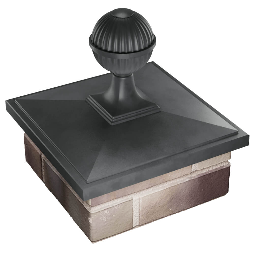Колпак Zking БонаМоно Серый с шаром на столб 1.5х1.5 кирпича (385х385, 400х400мм) в сборе в Челябинске фото