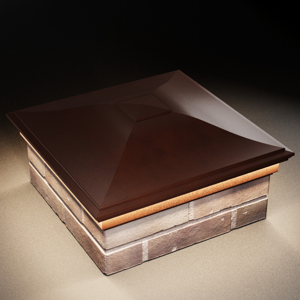 Колпак Zking Монблан Коричневый на столб 2х2 кирпича (515х515мм) c подсветкой в Челябинске фото