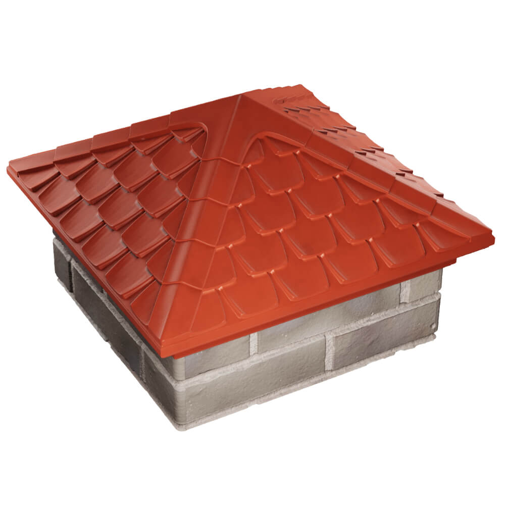 Колпак Zking Эльбрус Красный на столб 1.5х1.5 кирпича (385х385мм) в Челябинске фото