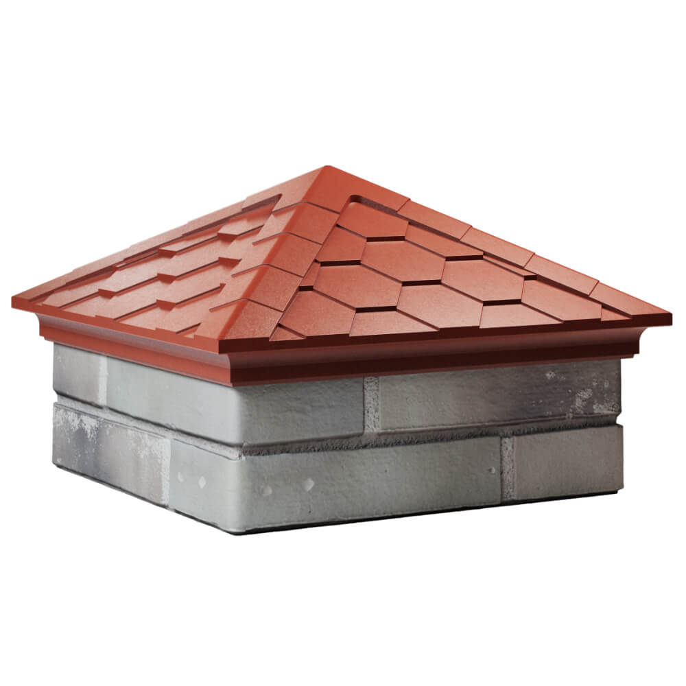 Колпак Zking Эверест Красный на столб 1.5х1.5 кирпича (390х390мм) в Челябинске фото