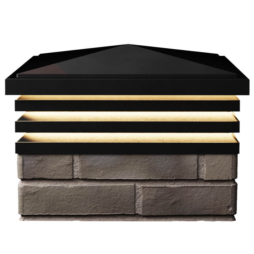 Колпак Zking Бона ХайТек Черный на столб 1.5х1.5 кирпича (385х385мм) с подсветкой в Челябинске фото