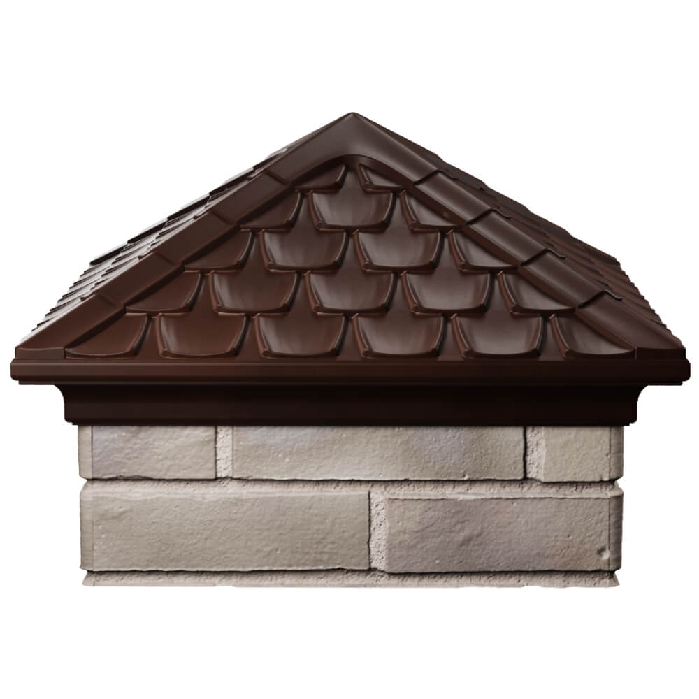 Колпак Zking Эльбрус Коричневый на столб 1.5х1.5 кирпича (385х385мм) Челябинск фото