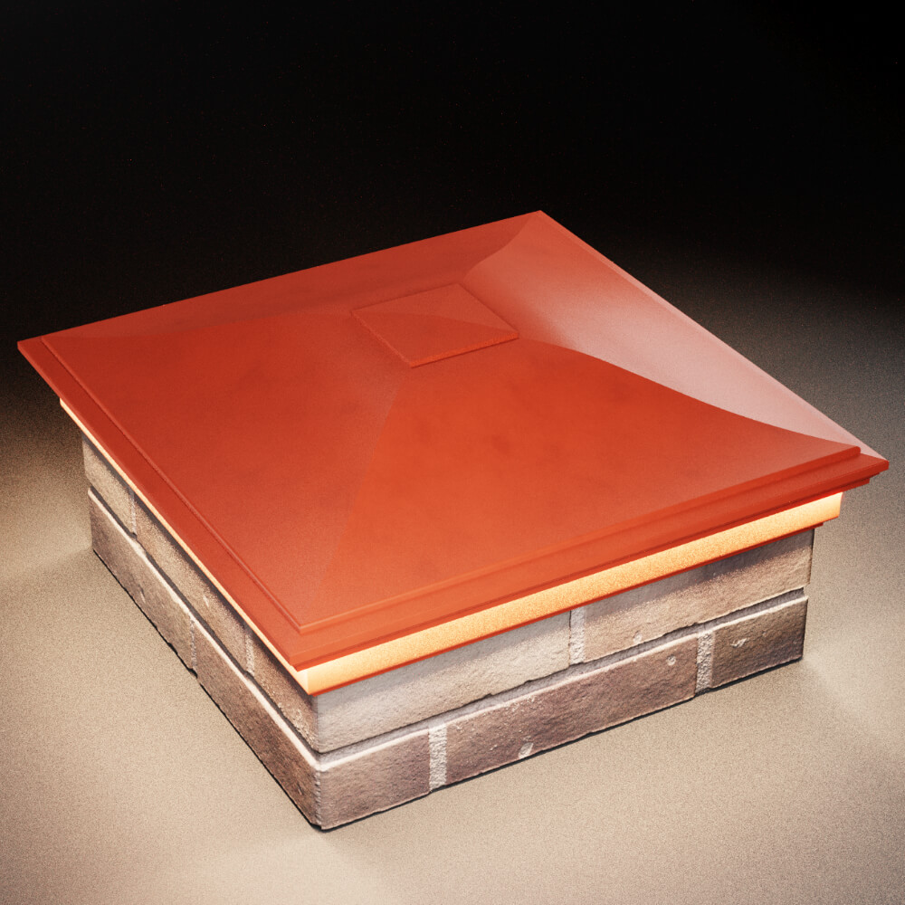 Колпак Zking Монблан Красный на столб 2х2 кирпича (515х515мм) c подсветкой в Челябинске фото