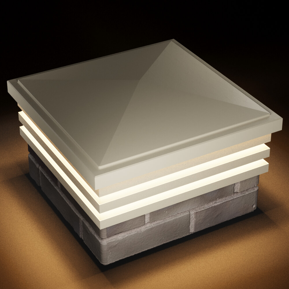 Колпак Zking Бона ХайТек Бежевый на столб 1.5х1.5 кирпича (385х385мм) с подсветкой в Челябинске фото