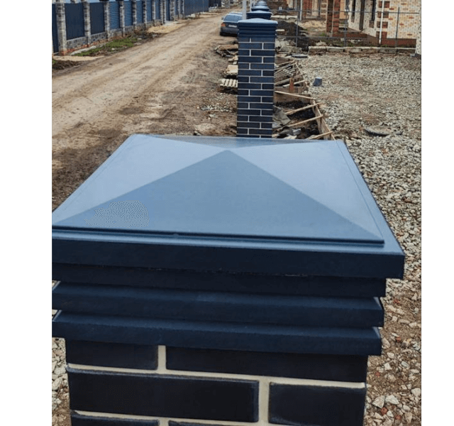 Колпак Zking Бона ХайТек Серый на столб 1.5х1.5 кирпича (385х385мм) в Челябинске фото