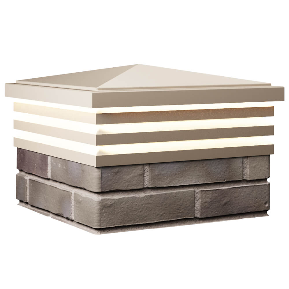 Колпак Zking Бона ХайТек Бежевый на столб 1.5х1.5 кирпича (385х385мм) с подсветкой в Челябинске фото