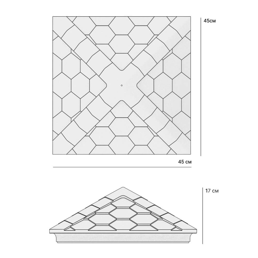 Колпак Zking Эверест Серый на столб 1.5х1.5 кирпича (390х390мм) в Челябинске фото