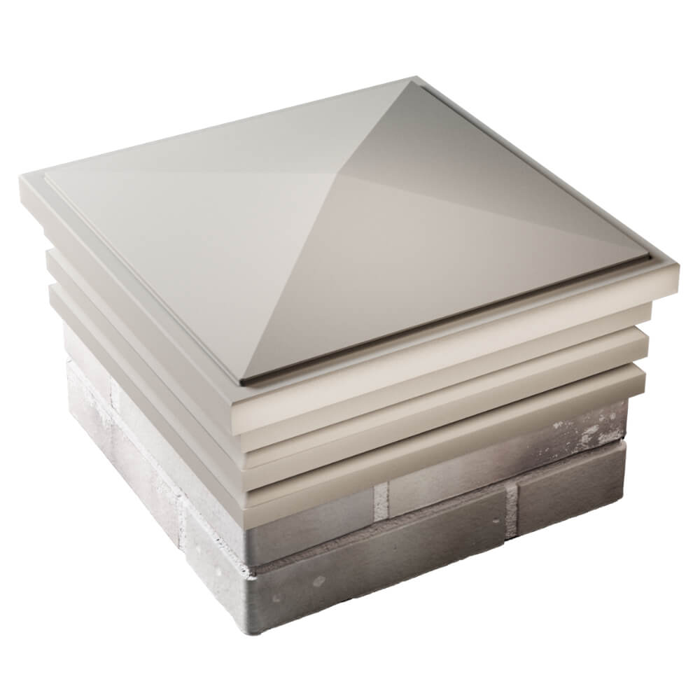 Колпак Zking Бона ХайТек Бежевый на столб 1.5х1.5 кирпича (385х385мм) в Челябинске фото