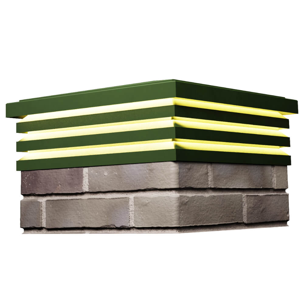 Колпак Zking Бона ХайТек Зеленый на столб 1.5х1.5 кирпича (385х385мм) с подсветкой в Челябинске фото