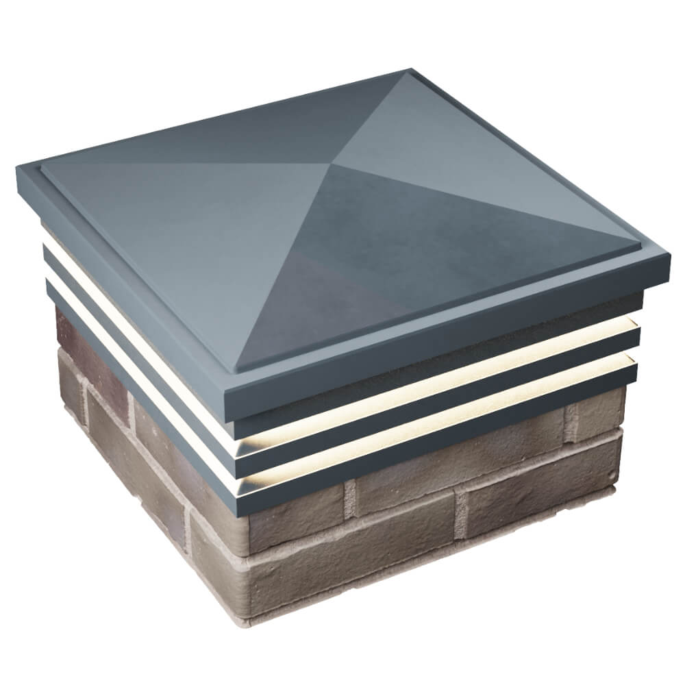 Колпак Zking Бона ХайТек Серый на столб 1.5х1.5 кирпича (385х385мм) с подсветкой в Челябинске фото