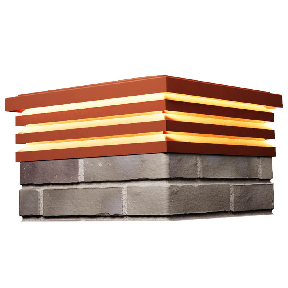 Колпак Zking Бона ХайТек Красный на столб 1.5х1.5 кирпича (385х385мм) с подсветкой в Челябинске фото