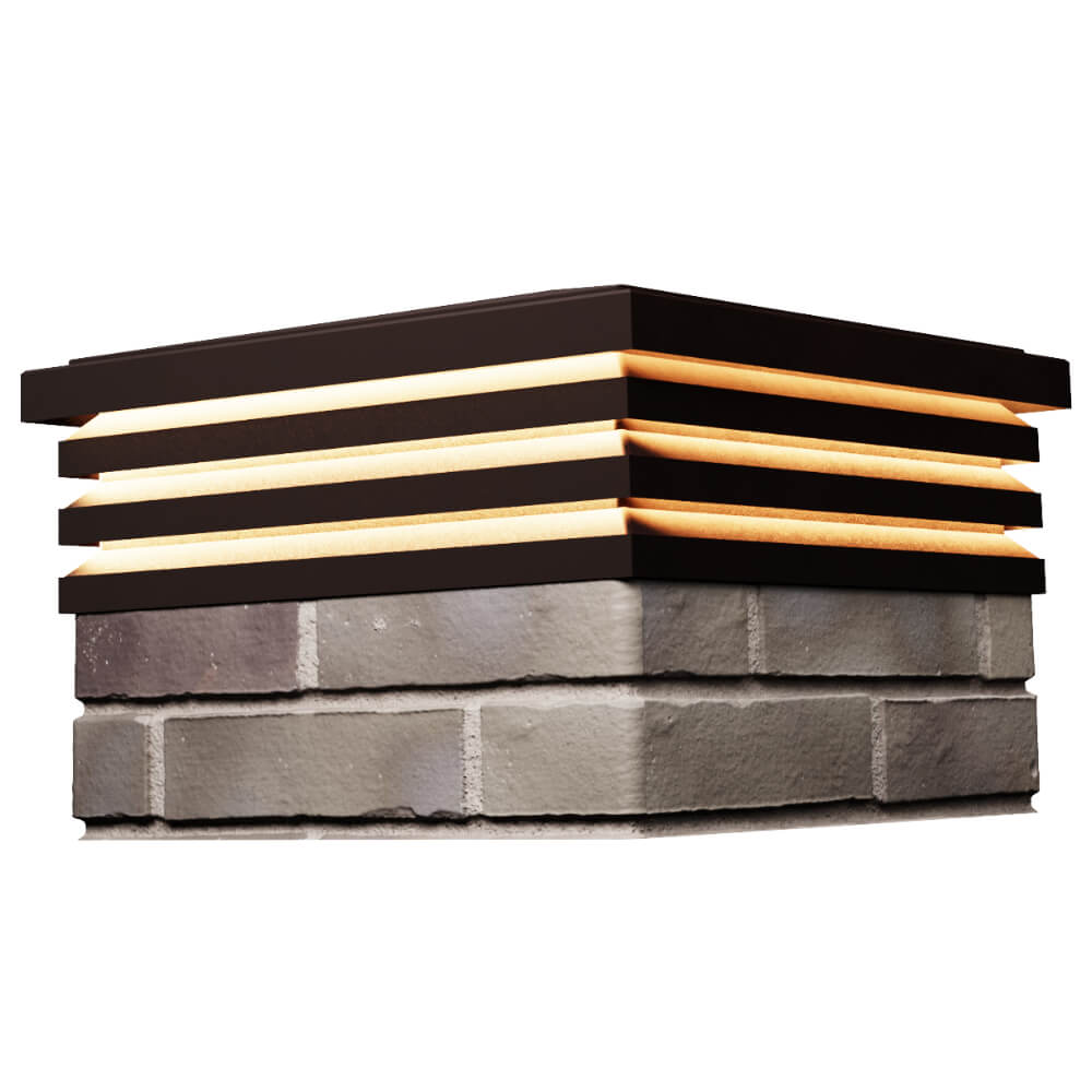 Колпак Zking Бона ХайТек Коричневый на столб 1.5х1.5 кирпича (385х385мм) с подсветкой в Челябинске фото