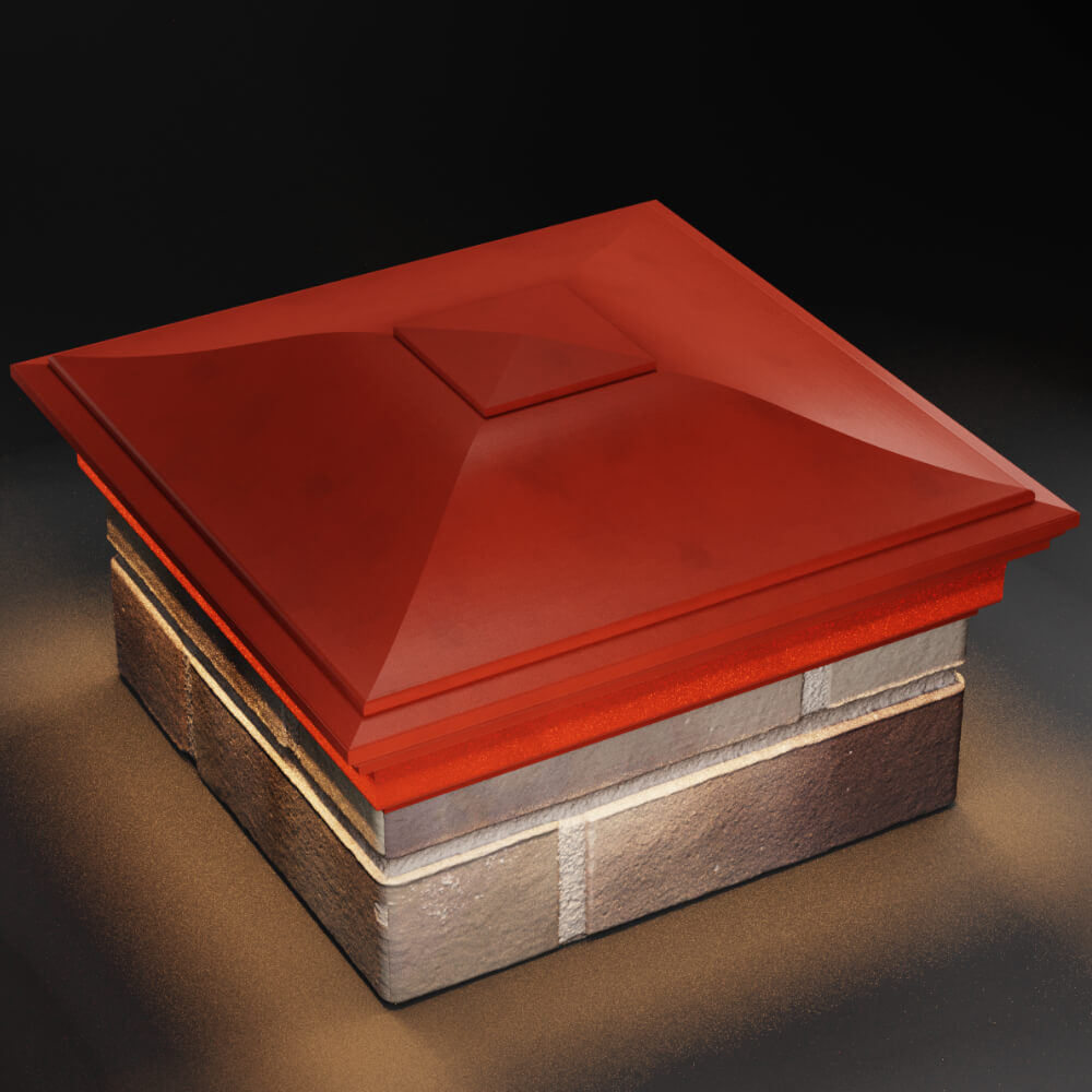 Колпак Zking Монблан Красный на столб 1.5х1.5 кирпича (385х385мм) с подсветкой в Челябинске фото