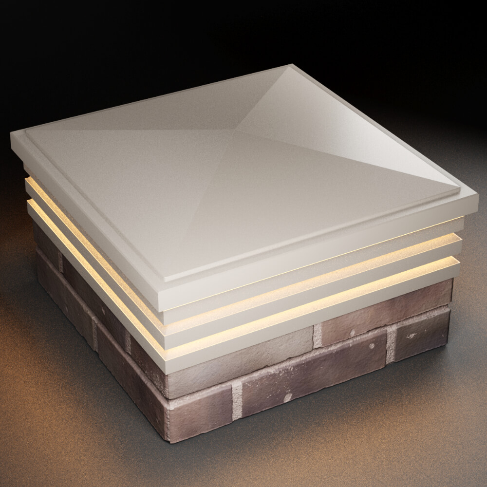 Колпак Zking Бона ХайТек Бежевый на столб 2х2 кирпича (513х513мм) с подсветкой в Челябинске фото