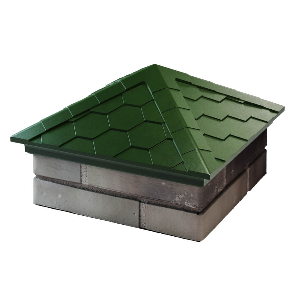 Колпак Zking Эверест Зеленый на столб 1.5х1.5 кирпича (390х390мм) в Челябинске фото