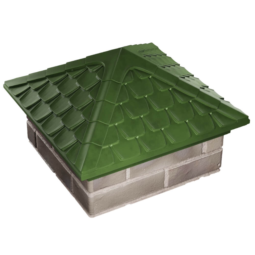 Колпак Zking Эльбрус Зеленый на столб 1.5х1.5 кирпича (385х385мм) в Челябинске фото