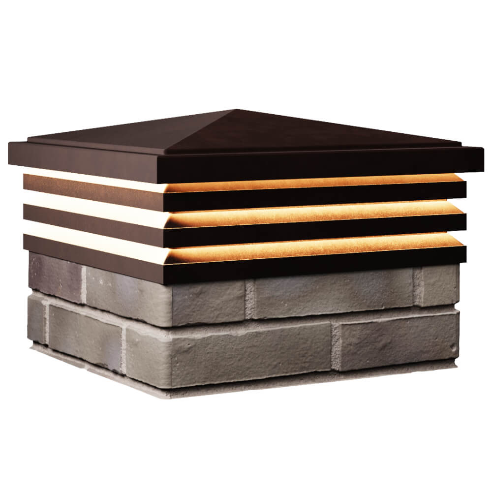 Колпак Zking Бона ХайТек Коричневый на столб 1.5х1.5 кирпича (385х385мм) с подсветкой в Челябинске фото