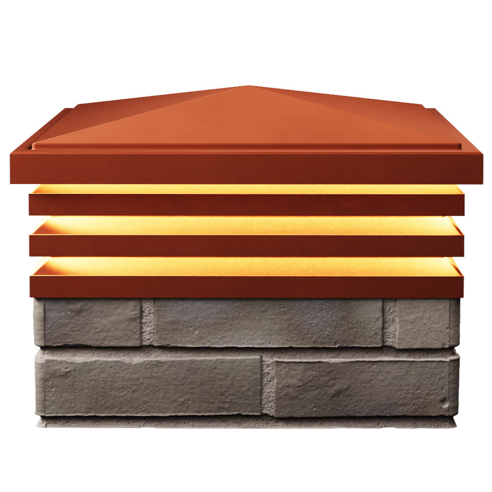 Колпак Zking Бона ХайТек Красный на столб 1.5х1.5 кирпича (385х385мм) с подсветкой в Челябинске фото