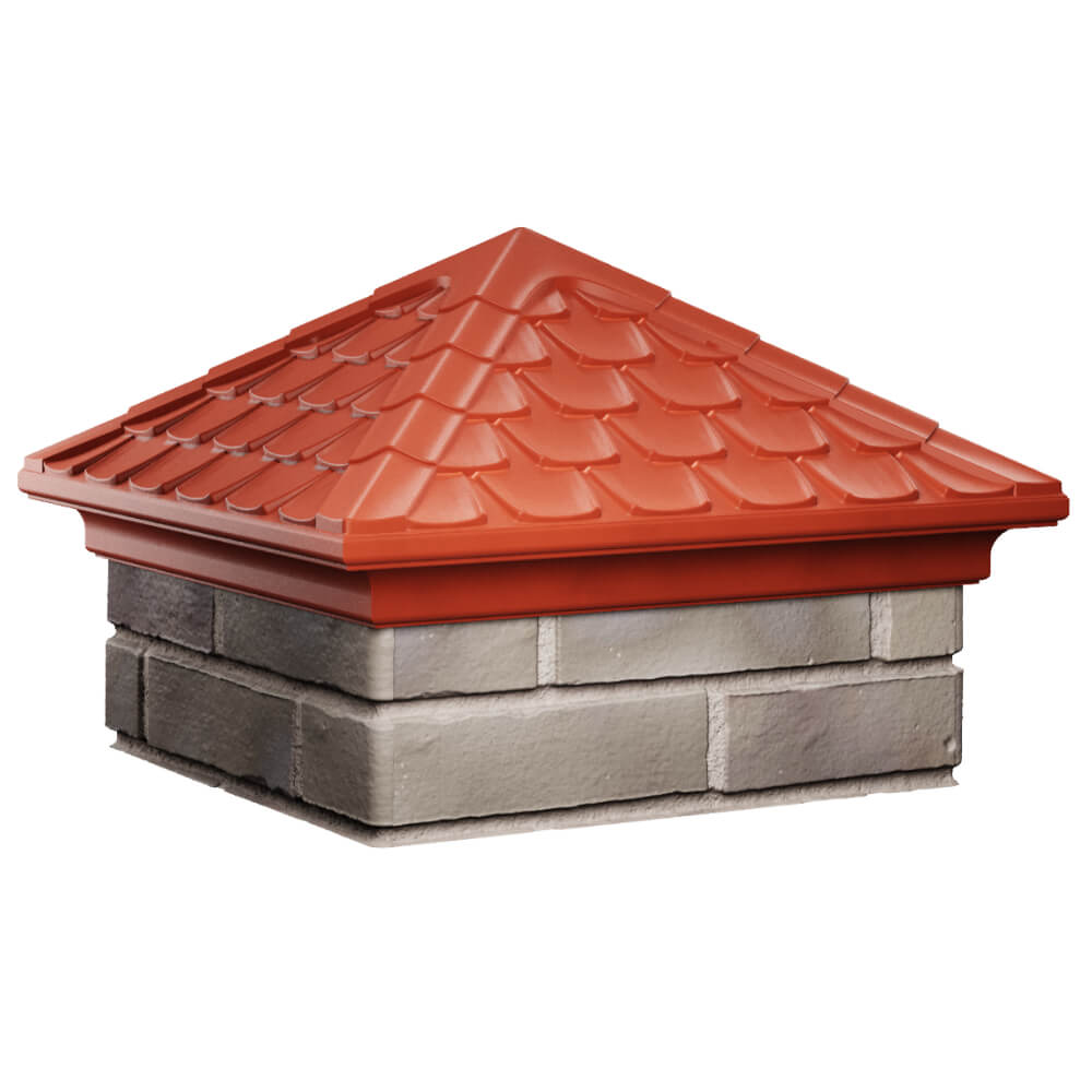 Колпак Zking Эльбрус Красный на столб 1.5х1.5 кирпича (385х385мм) в Челябинске фото