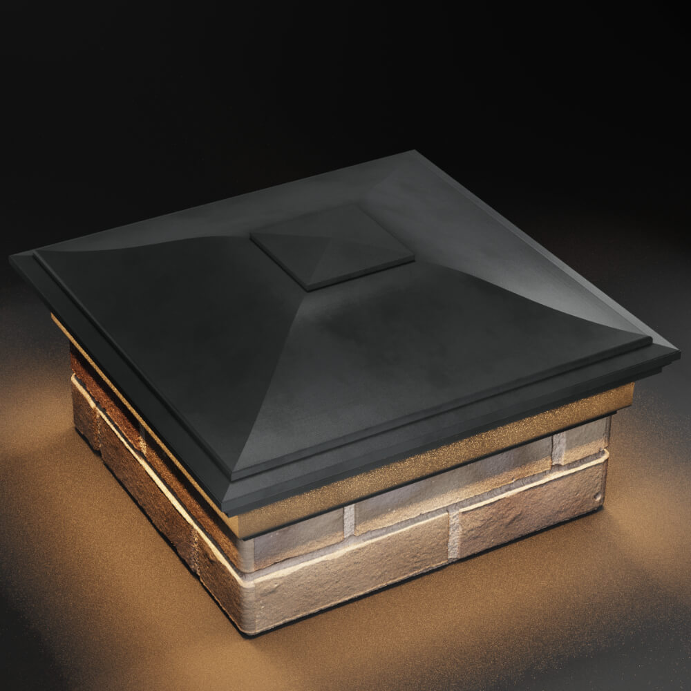 Колпак Zking Монблан Серый на столб 1.5х1.5 кирпича (385х385мм) с подсветкой в Челябинске фото