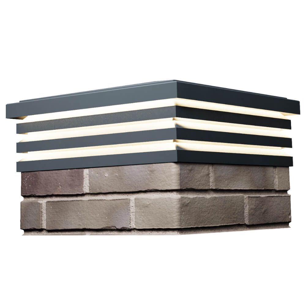 Колпак Zking Бона ХайТек Серый на столб 1.5х1.5 кирпича (385х385мм) с подсветкой в Челябинске фото