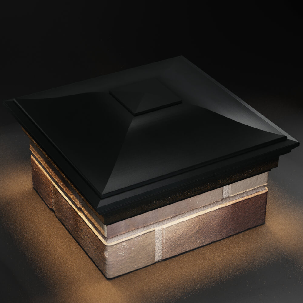 Колпак Zking Монблан Черный на столб 1.5х1.5 кирпича (385х385мм) с подсветкой в Челябинске фото