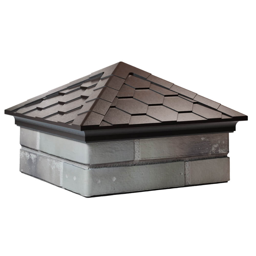 Колпак Zking Эверест Коричневый на столб 1.5х1.5 кирпича (390х390мм) в Челябинске фото