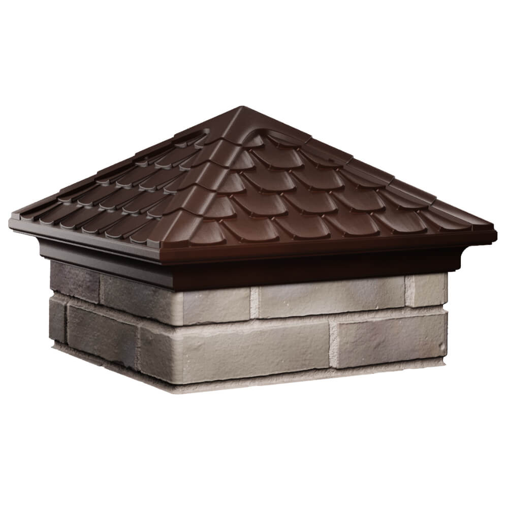 Колпак Zking Эльбрус Коричневый на столб 1.5х1.5 кирпича (385х385мм) в Челябинске фото
