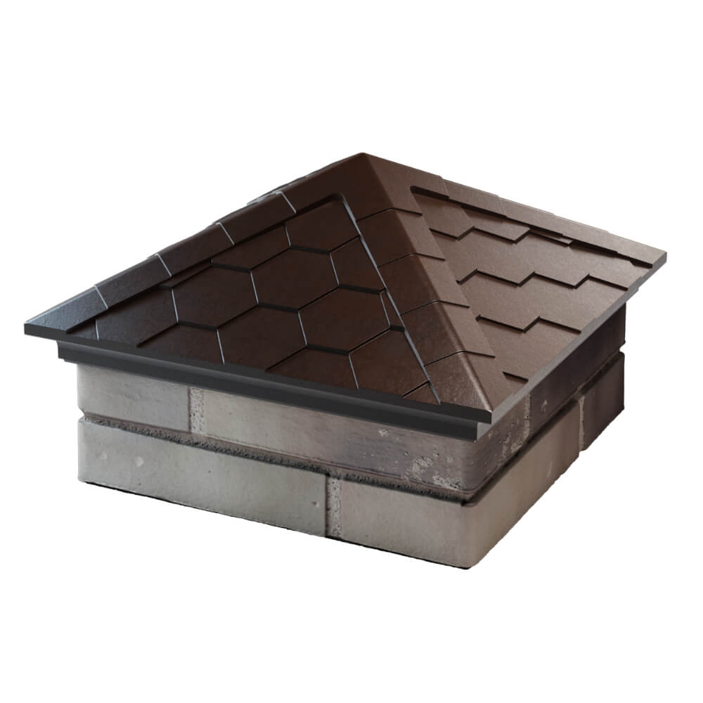 Колпак Zking Эверест Коричневый на столб 1.5х1.5 кирпича (390х390мм) в Челябинске фото